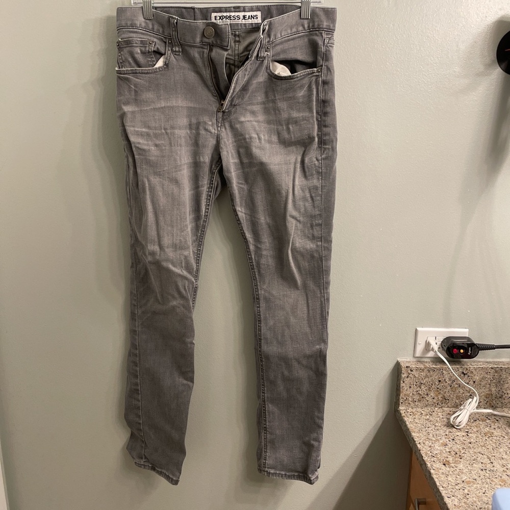 Express light wash gray jeans